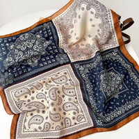 Patchwork Paisley Bandana Printed Square Scarf-Brown