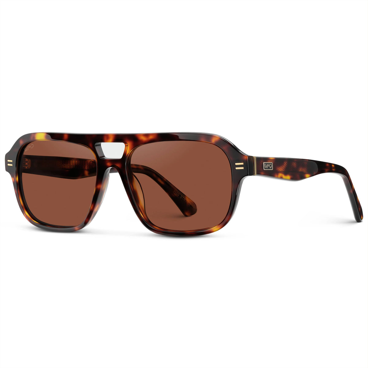 WMP Eyewear - Ember - Women's Double Bridge Aviator Sunglasses: Ruby Tortoise / Tinted Red Lens