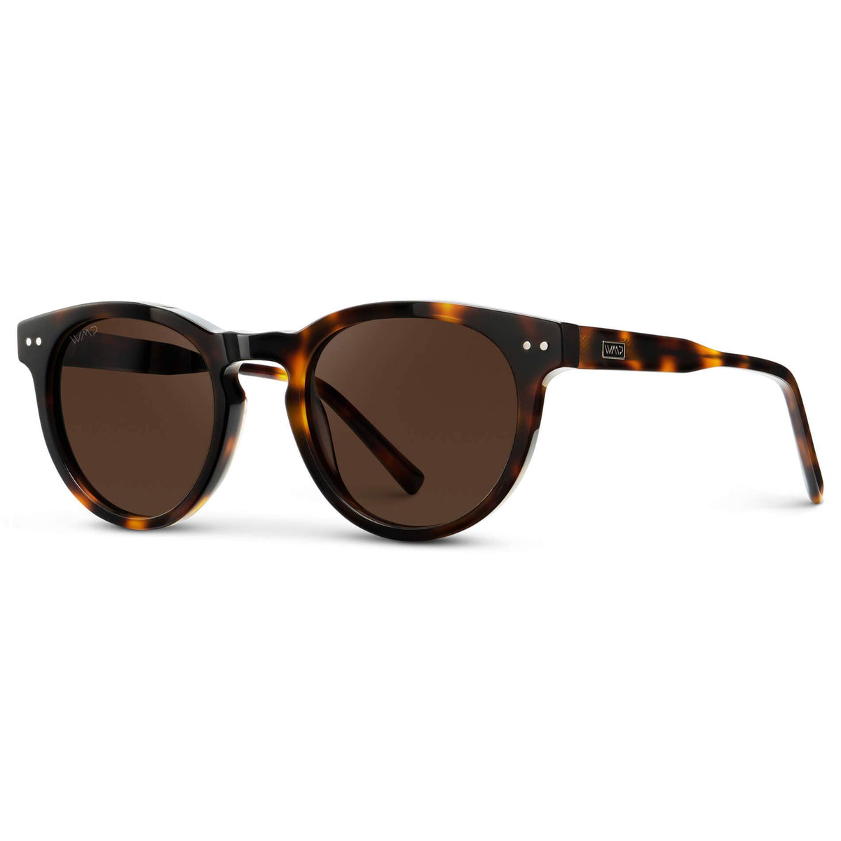 WMP Eyewear - Tate - Round Polarized Sunglasses: Brown Tortoise / Dark Brown Lens