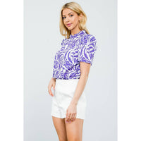 THML - Short Sleeve Poplin Print Top-Purple