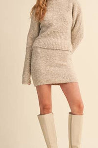 SALE-Winter Wishes Sweater and Skirt Set- Taupe