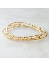 Multi Layer Gold Ball Chain Beaded Bracelet-Gold