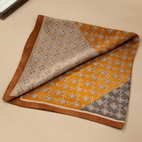 Geometric Tile Motif Color-Block Silky Scarf-Brown
