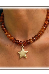 Amber Beaded Star Necklace