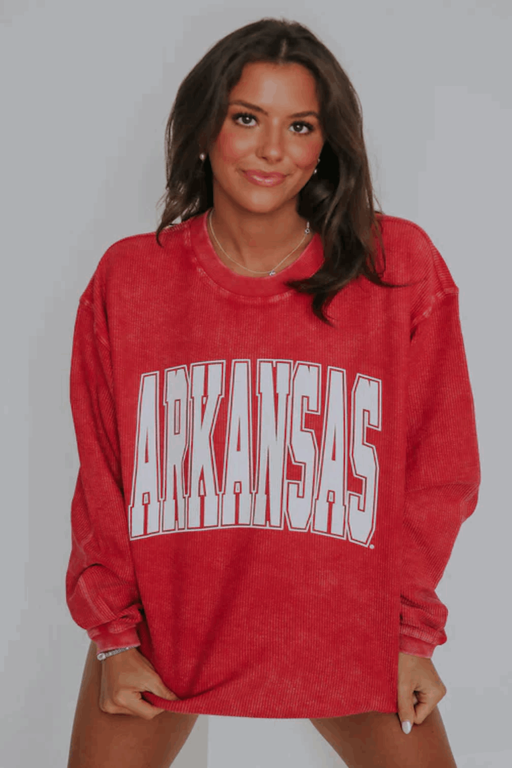 Charlie Southern-Arkansas Collegiate Cord Sweatshirt-Red