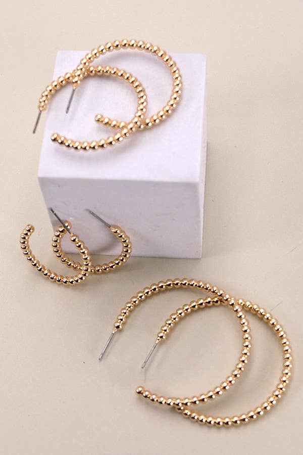 Ball Hoop Earring Trio Set Gold