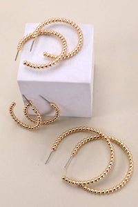 Ball Hoop Earring Trio Set Gold