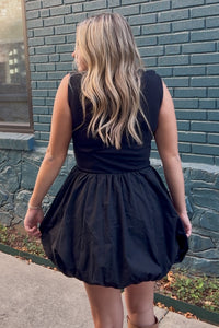 Black Bubble Hem Dress back