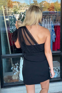 One Shoulder Little Black Dress back