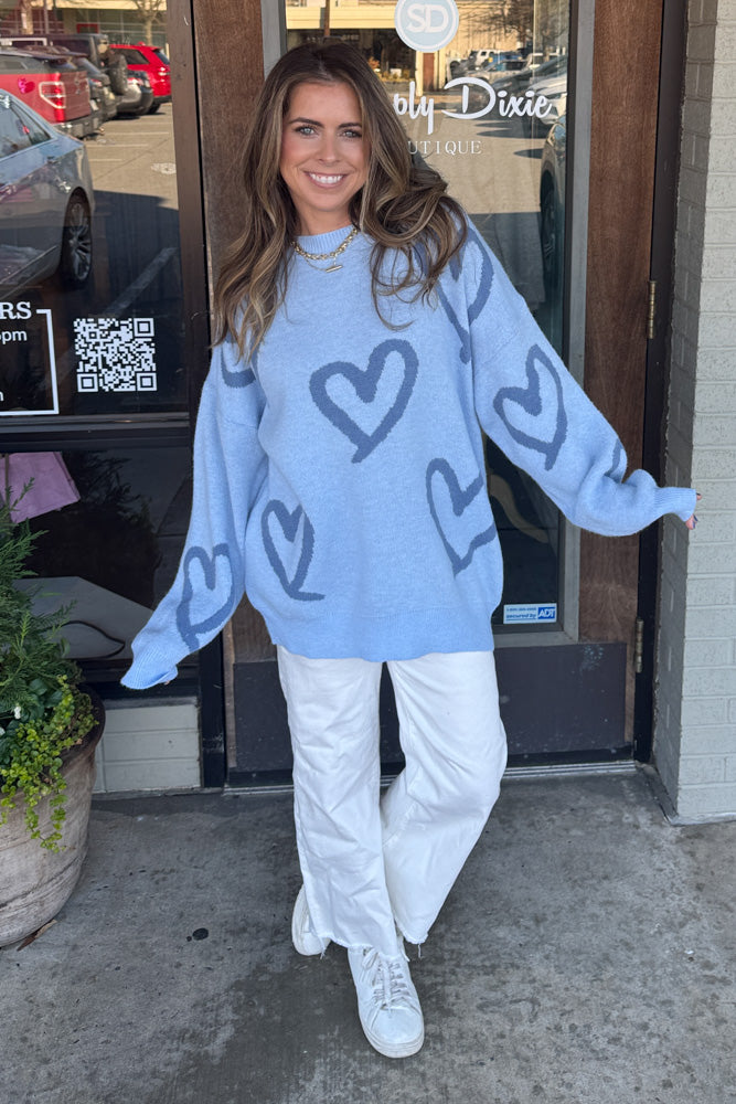 SALE-You Have My Heart Sweater-Blue