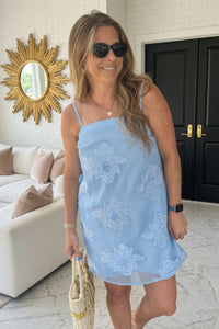 Blue Mesh Strut and Bolt Dress Floral