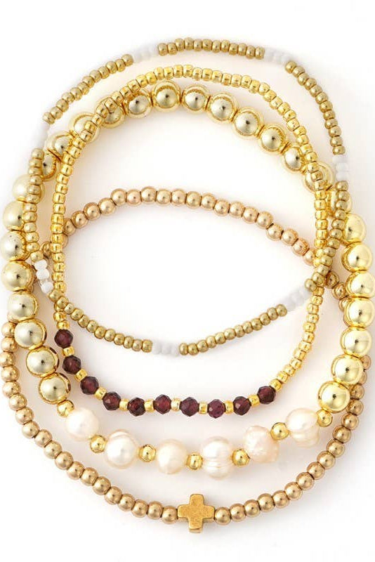 Stretch Bracelet Stack Gold