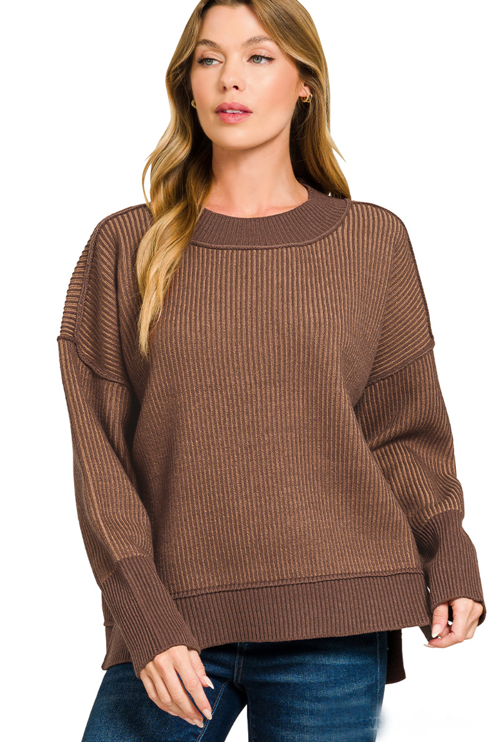 Exposed Seam Two Tone Sweater