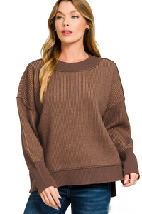 Exposed Seam Two Tone Sweater