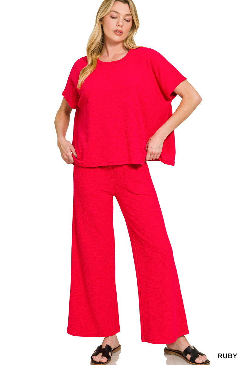 Cotton Slub Oversized Top and Pants Set