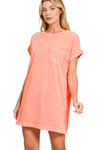 Zenana-Premium Cotton Washed T-Shirt Dress
