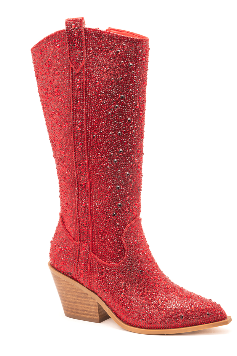 Corky's Footwear-Glitzy Cowboy Boots-Red Rhinestone