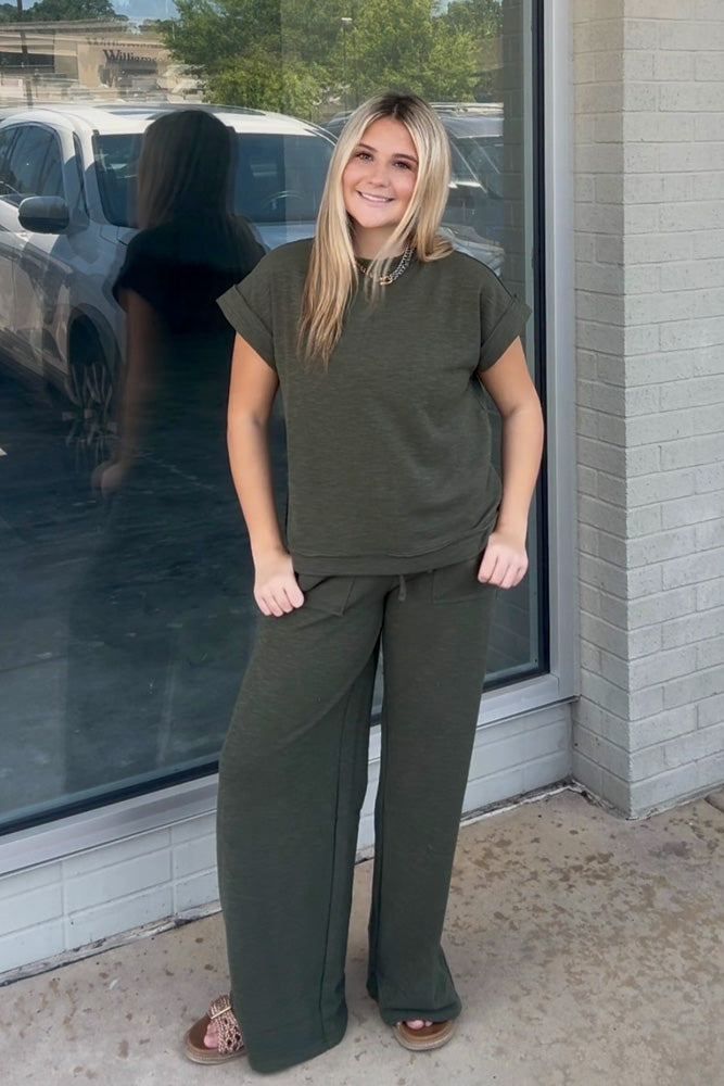 Cotton Slub Short Sleeve Shirt and Pants Set