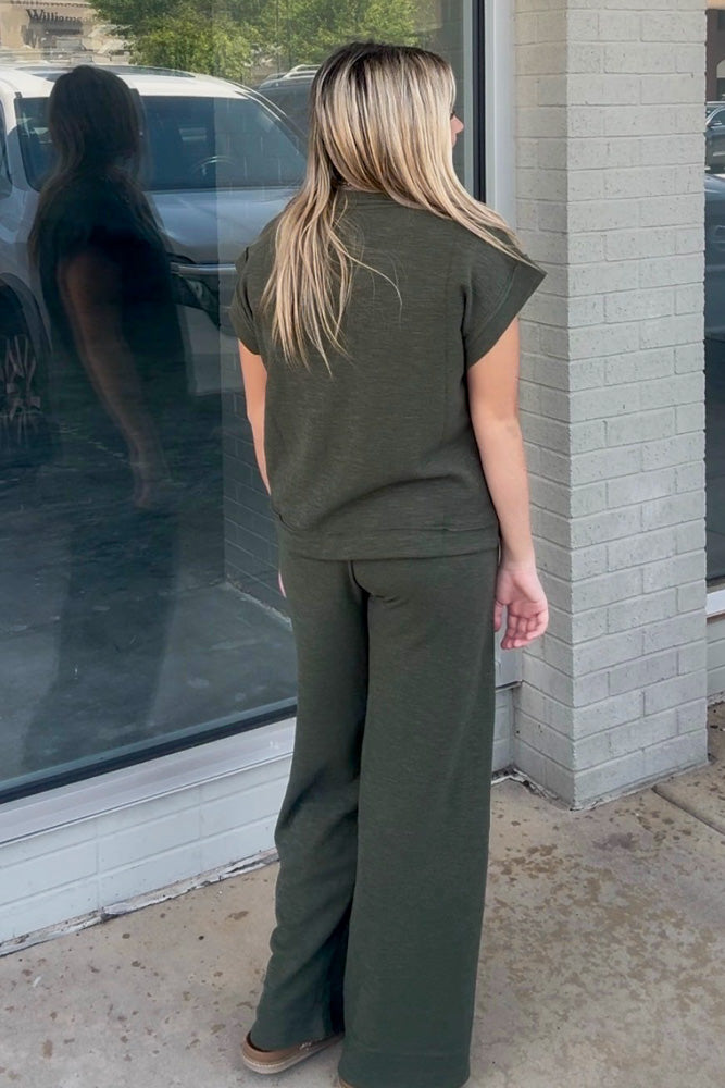 Cotton Slub Short Sleeve Shirt and Pants Set