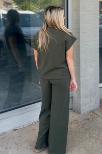 Cotton Slub Short Sleeve Shirt and Pants Set