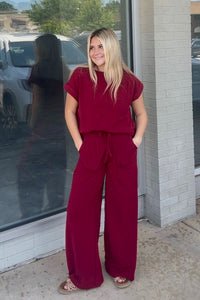 Cotton Slub Short Sleeve Shirt and Pants Set