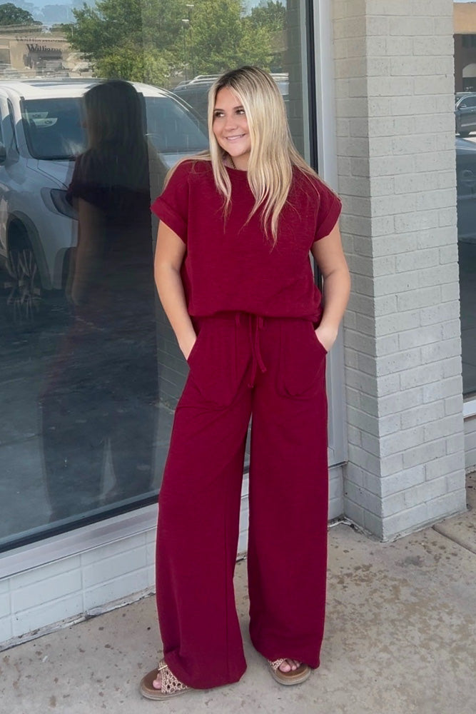 Zenana Cotton Slub T-Shirt & Pants Set – Effortless Style and All-Day Comfort