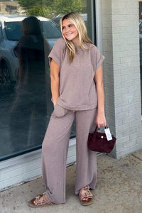 Cotton Slub Short Sleeve Shirt and Pants Set