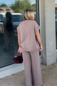 Cotton Slub Short Sleeve Shirt and Pants Set
