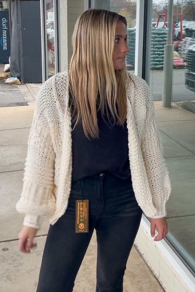 Oversized Sweater Cardigan-Cream
