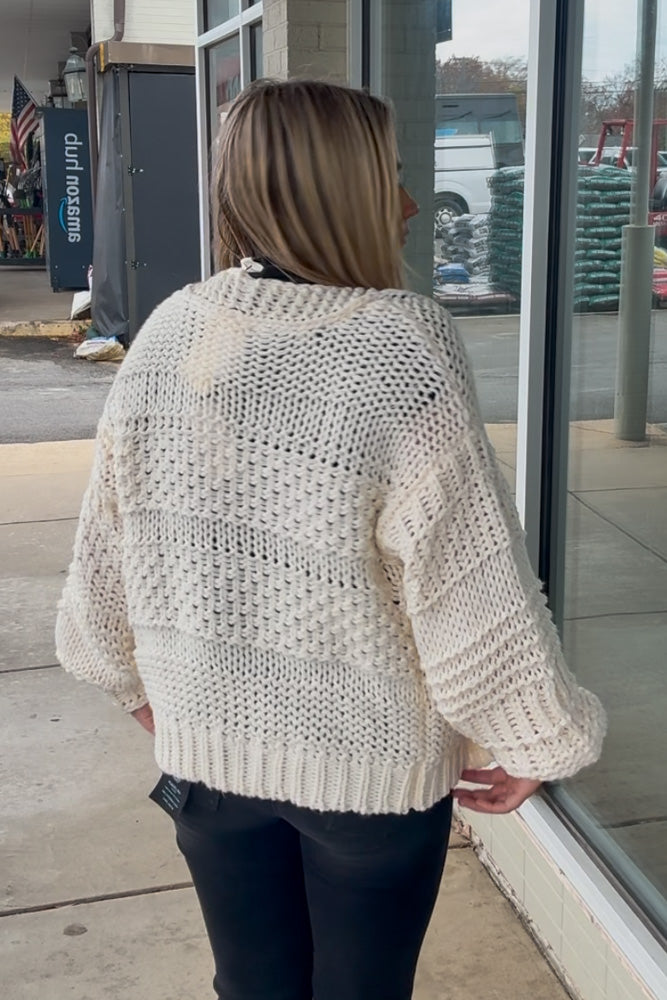 Oversized Sweater Cardigan-Cream