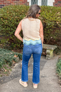 Ride The Wave Sleeveless Sweater Top-Taupe/Sage