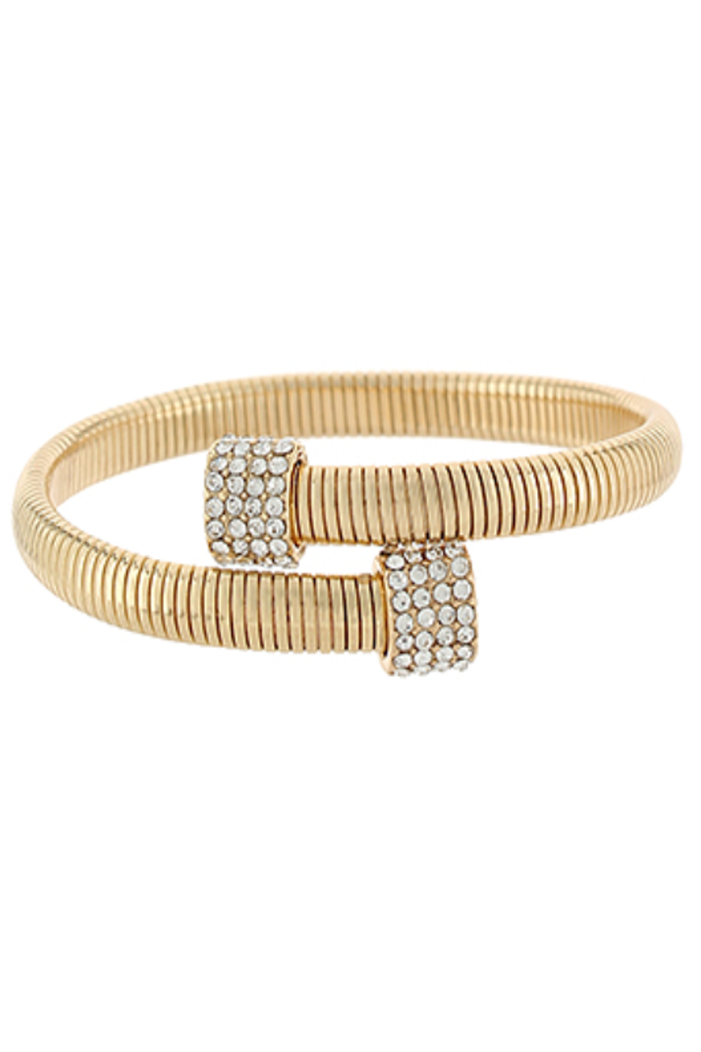 Pave Crystal Omega Cuff Bracelet-Gold
