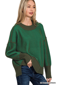 Exposed Seam Two Tone Sweater
