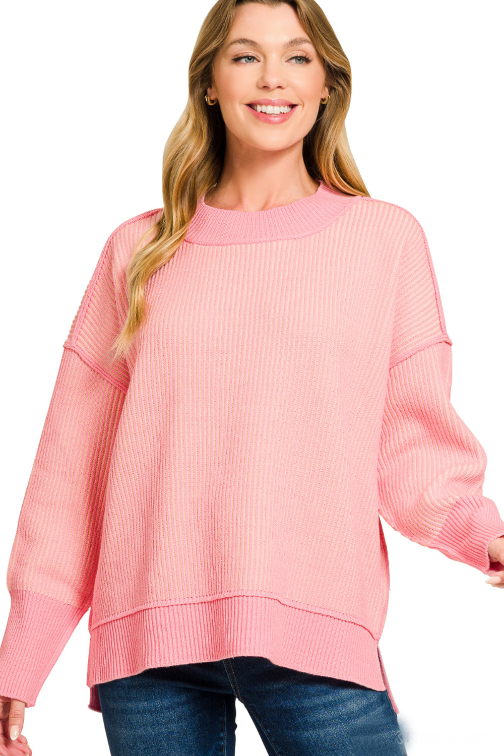 Exposed Seam Two Tone Sweater