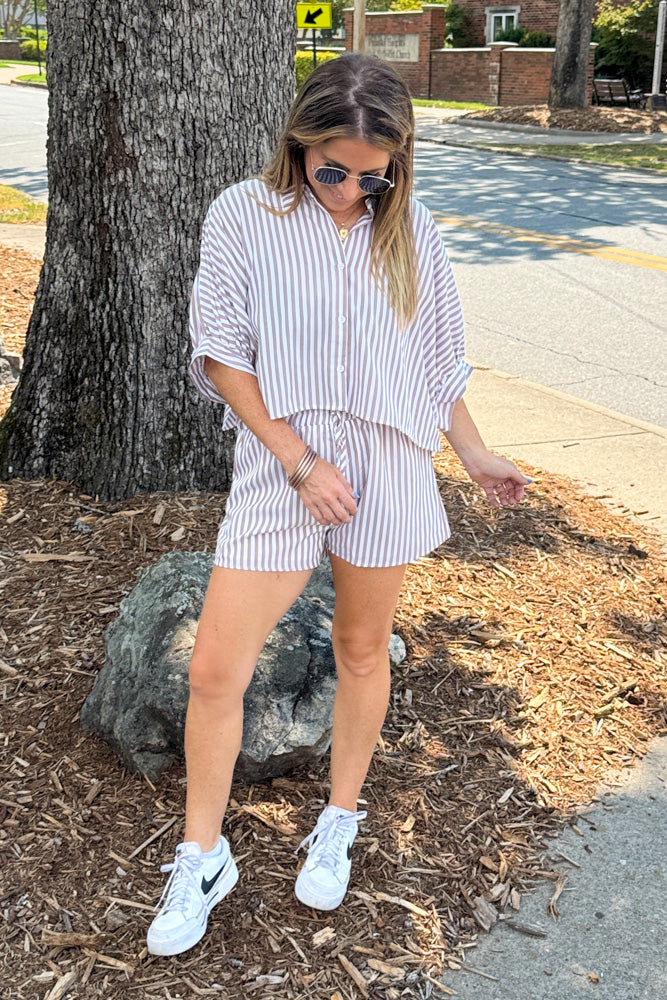 Day +Moon Striped Shorts Set