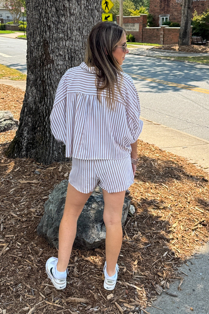 Day +Moon Striped Shorts Set Back