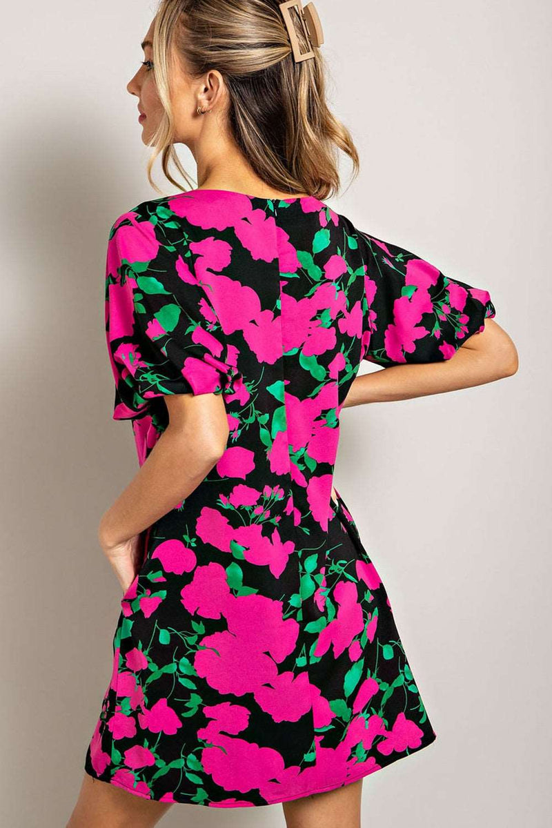 Blooming Love Dress-Hot Pink