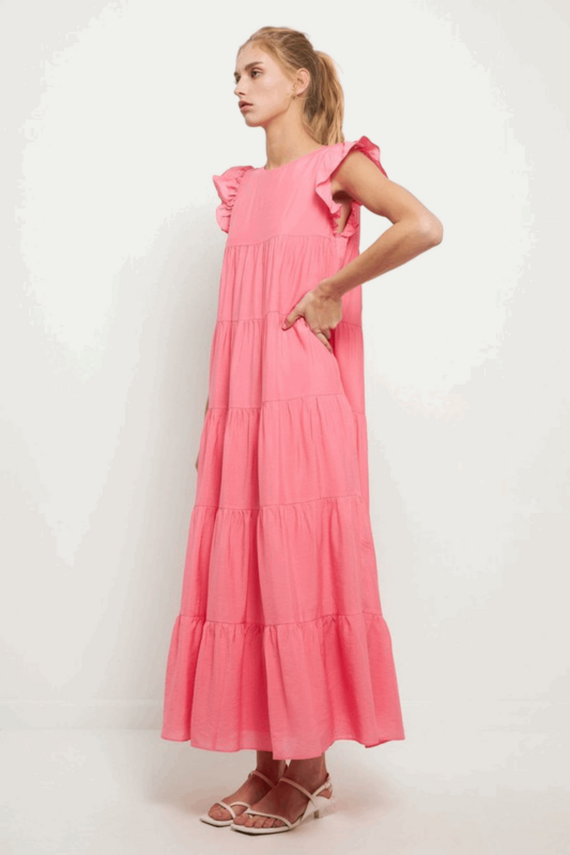 English Factory-Tiered Maxi Dress-Rose
