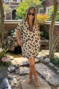 Entro Leopard Print Dolman Dress