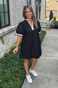 Entro Black Dress With Contrast Collar