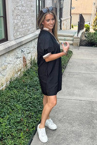 Entro Black Dress With Contrast Collar Back