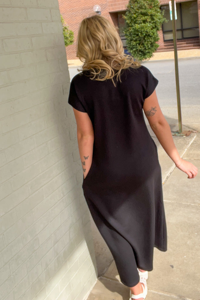 Entro Black Midi Dress Back