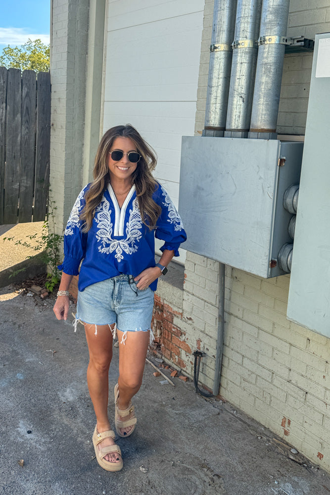 Entro Clothing Blue Patterned Top