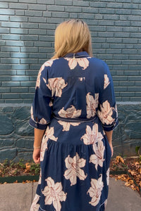 Entro Belted Floral Midi Dress back