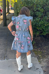Entro Denim Floral Dress Back