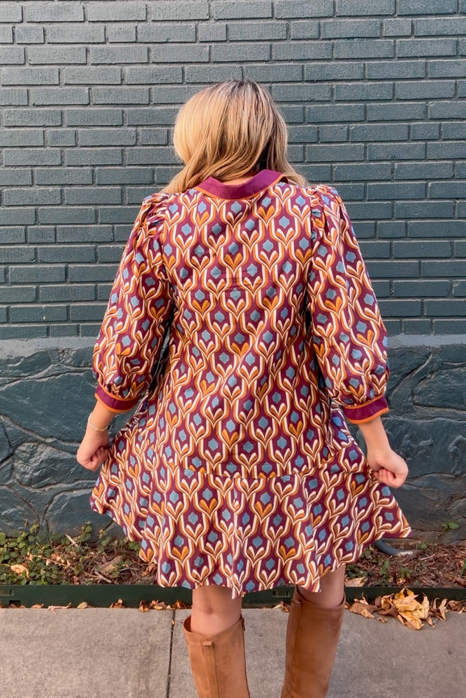 long sleeve drop waist dress Hazel Drop Waist Dress L / Aubergine