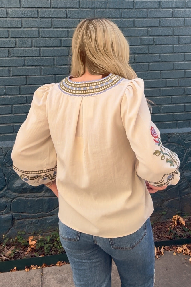 Entro Floral Embroidered Top back