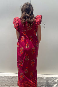 Entro Fall Floral Midi Dress Garnet back