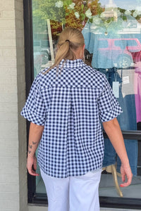 Picnic Perfect Gingham Top-Navy