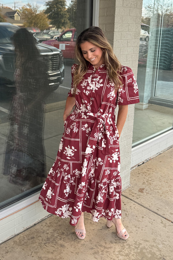 Entro Red Bean Midi Dress